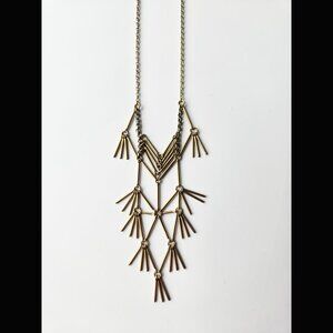 Geometric Long Brass Necklace